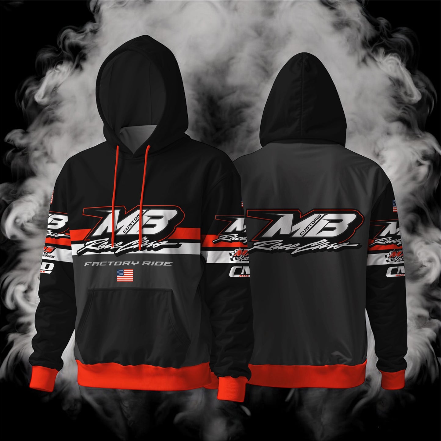 HS2602BRG - Black / Red / Gray MB Customs Factory Ride Hooded Sweatshirt