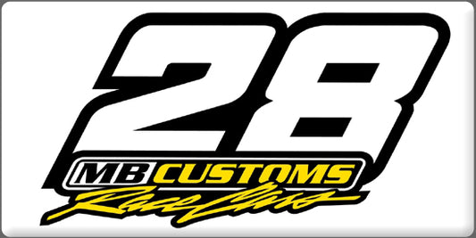 S2201 - #28 MB Customs Race Cars Window Sticker