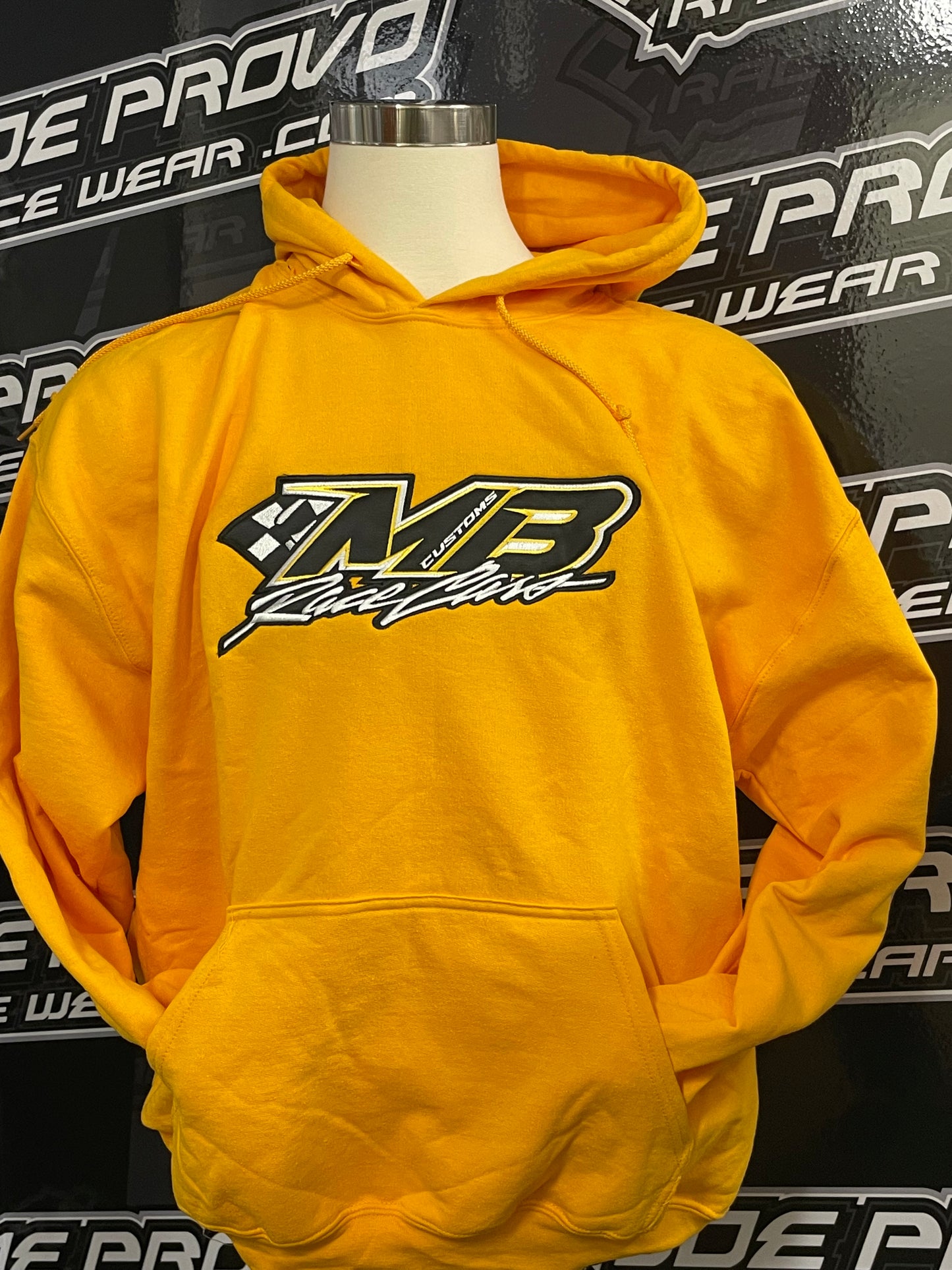 HS2302Y - Yellow MB Race Cars Embroidered Hooded Sweatshirt