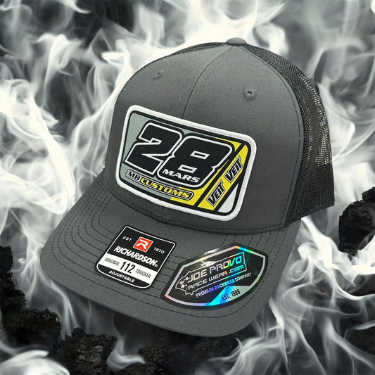 H2602DGB - Dark Gray / Black Mesh Twenty-Eight Rectangle Patch Snapback Hat