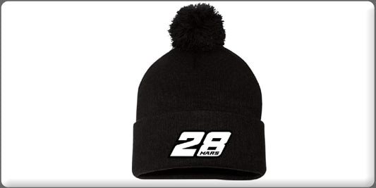 H2203B - Black #28 Pom Pom Beanie