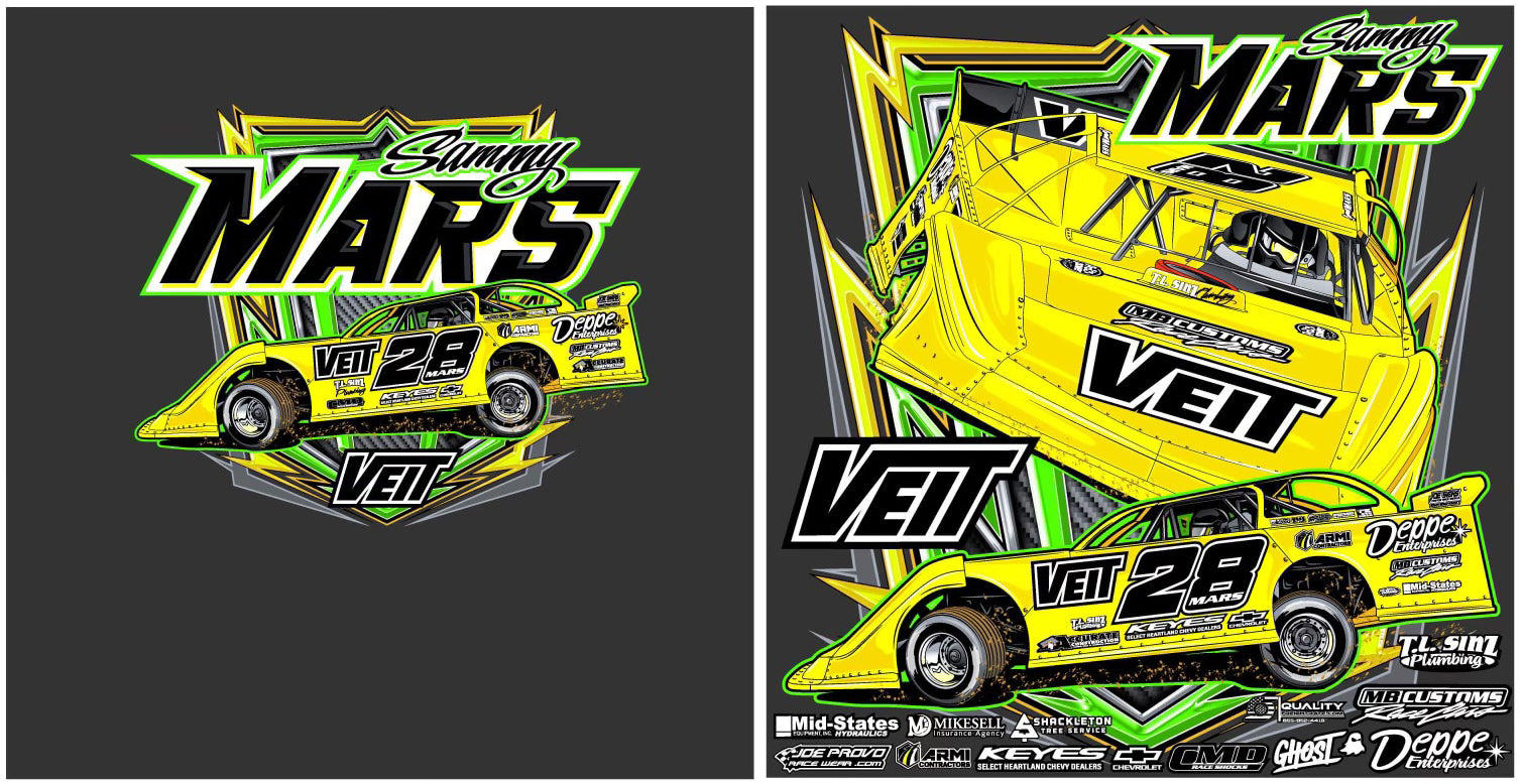 T2402G - Gray Sammy Mars Dual Car Short Sleeve Tee – Mars Racing 28