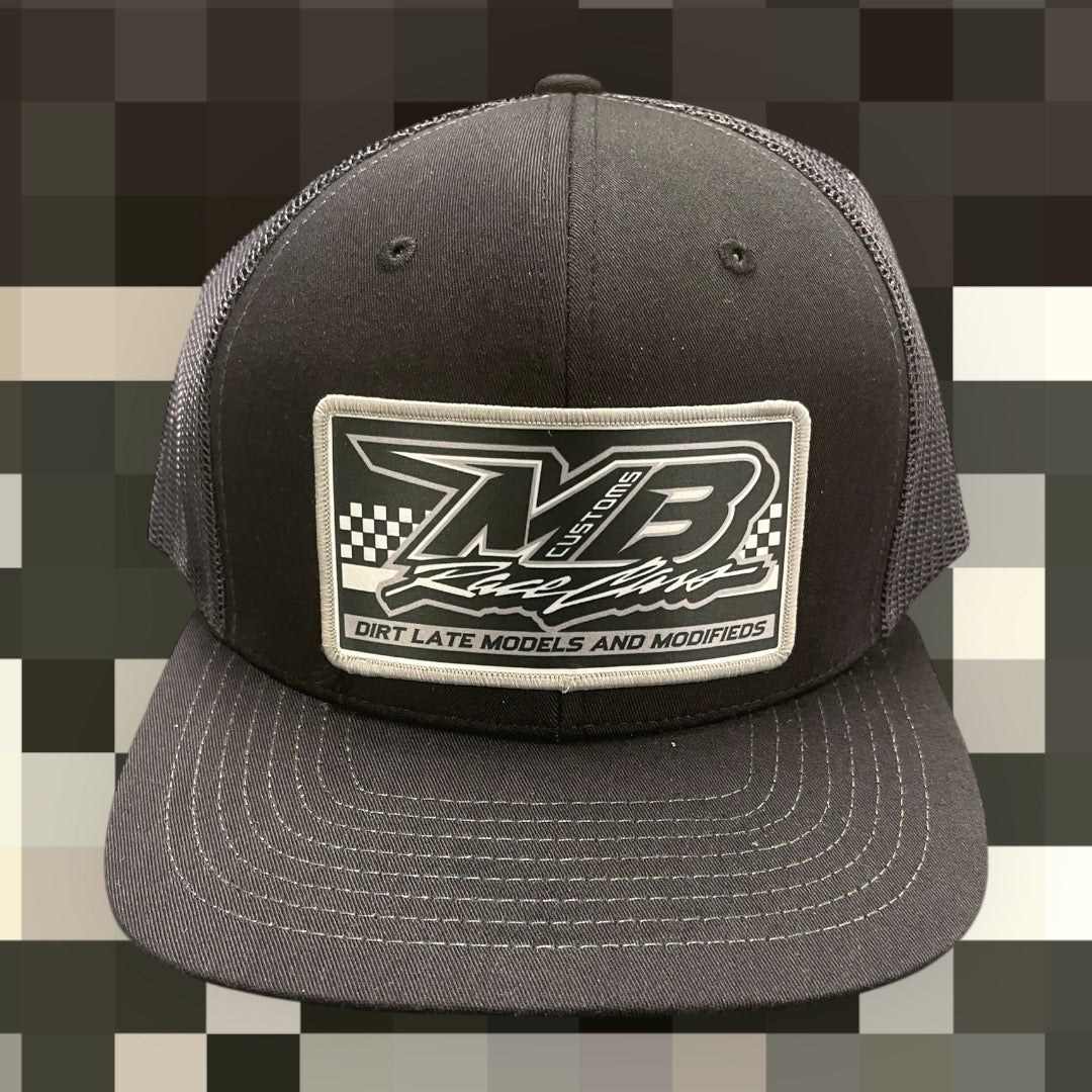 H2504BCG - Black / Charcoal Gray Mesh MB Customs Rectangle Patch Snapback Hat